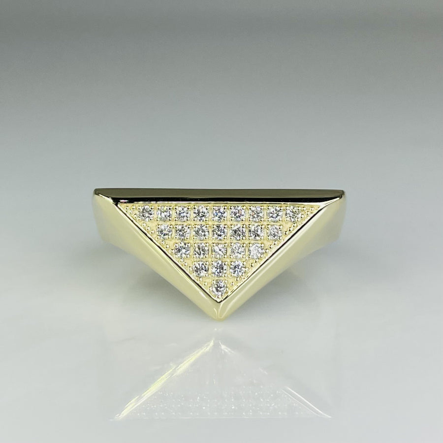 14K Yellow Gold Diamond Triangle Ring 0.25ct