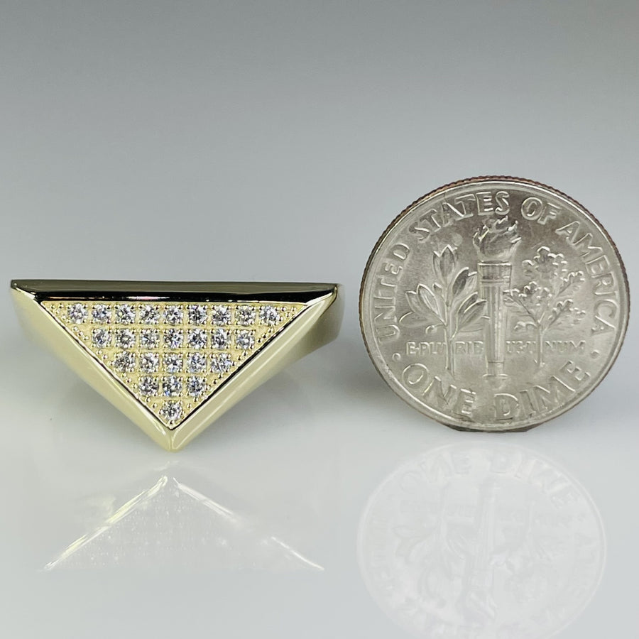 14K Yellow Gold Diamond Triangle Ring 0.25ct