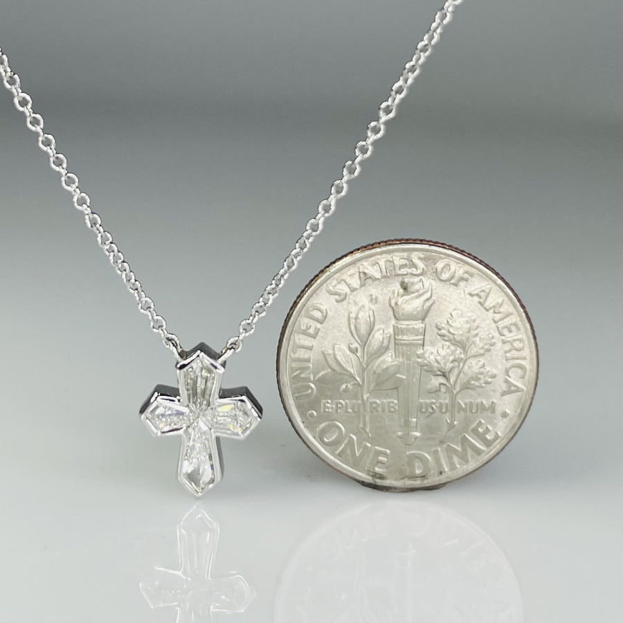 14K White Gold Diamond Cross Necklace 0.23ct