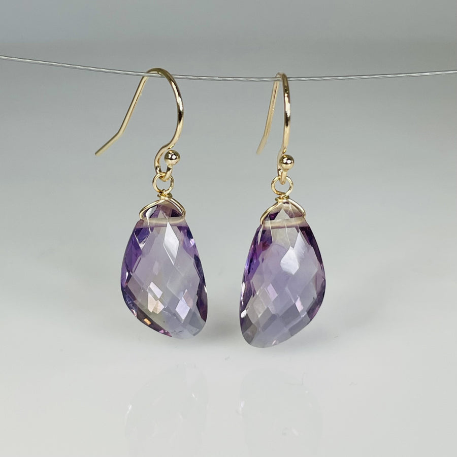 14K Yellow Gold Ametrine Drop Earrings 9x16mm