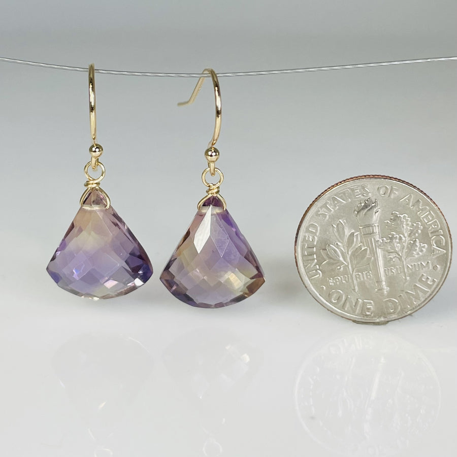14K Yellow Gold Chandelier Ametrine Drop Earrings 11x13mm
