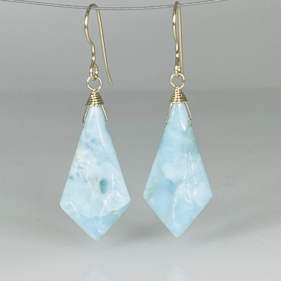 Kite Shape Larimar Earrings 12x26mm