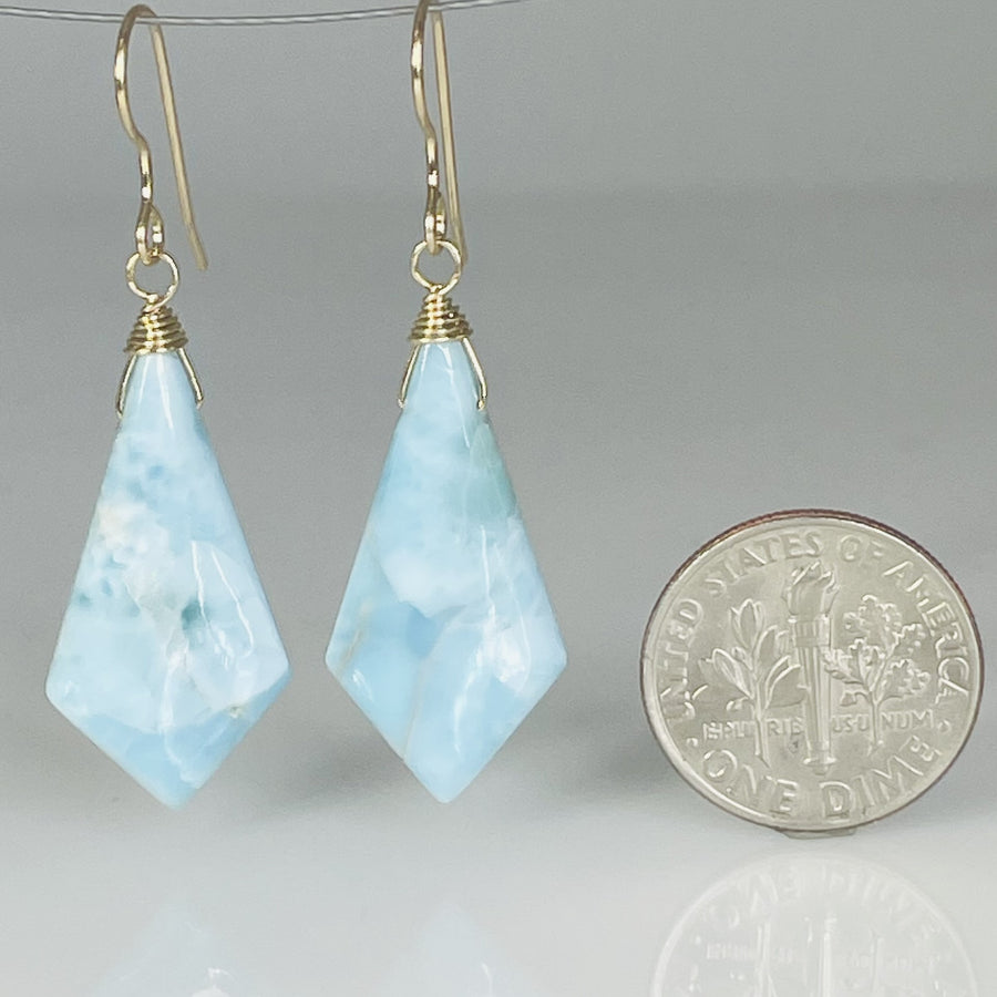 Kite Shape Larimar Earrings 12x26mm