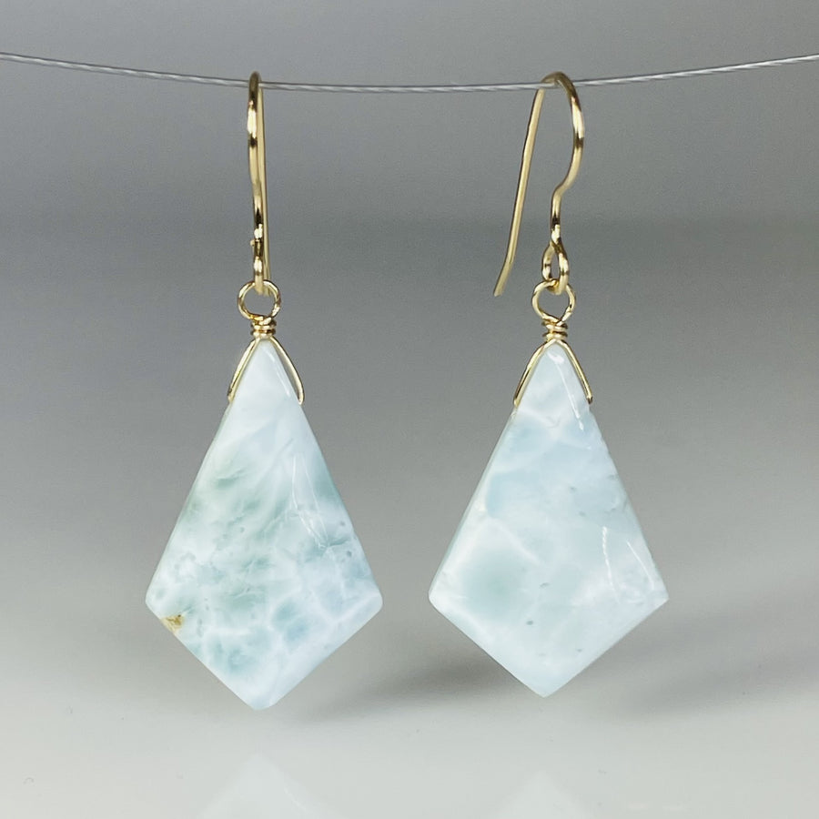 Kite Shape Larimar Earrings 15x23mm