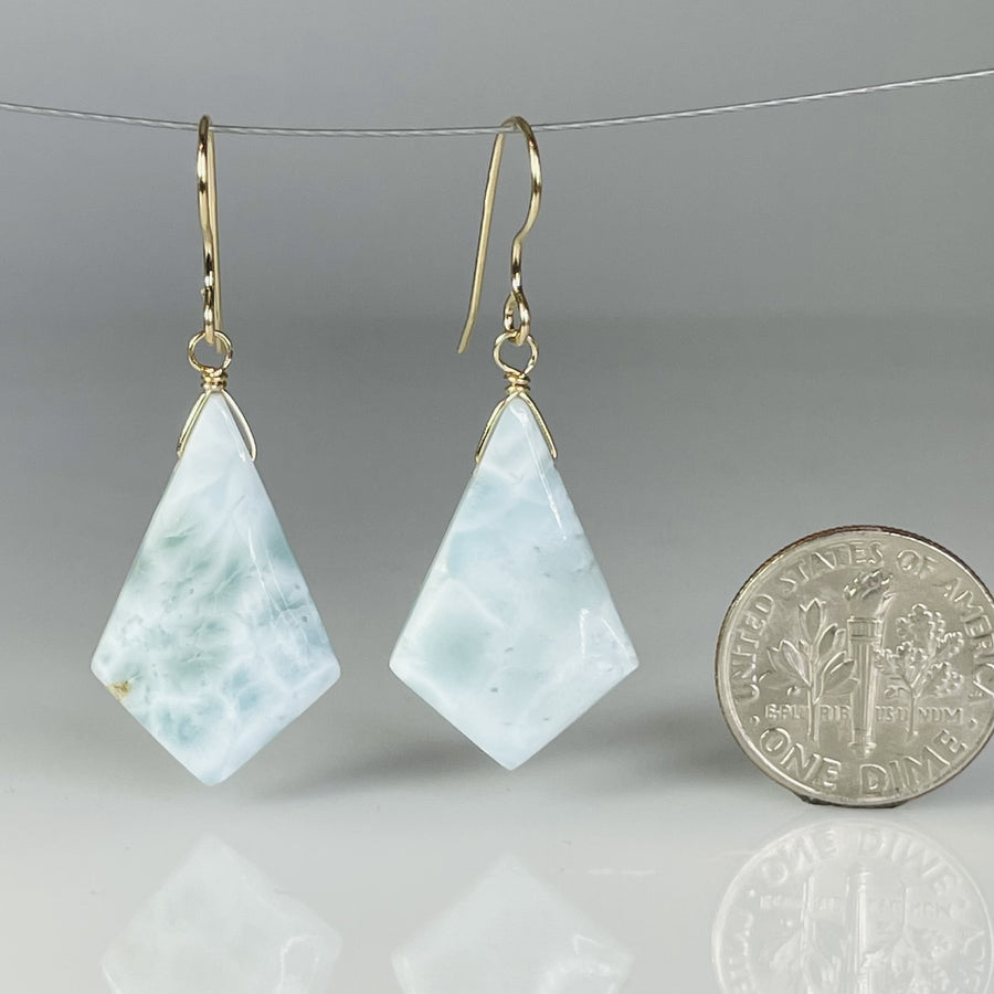 Kite Shape Larimar Earrings 15x23mm