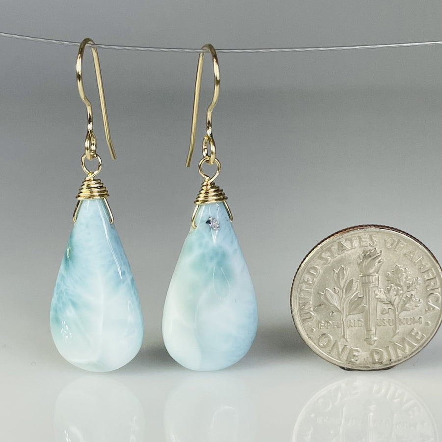 Teardrop Larimar Earrings 11x21mm