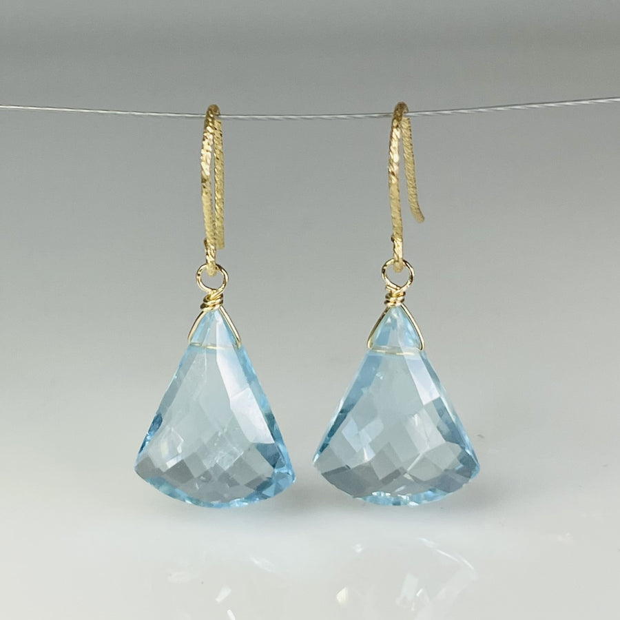 Mini Chandelier Shape Swiss Blue Topaz Earrings 12x16mm