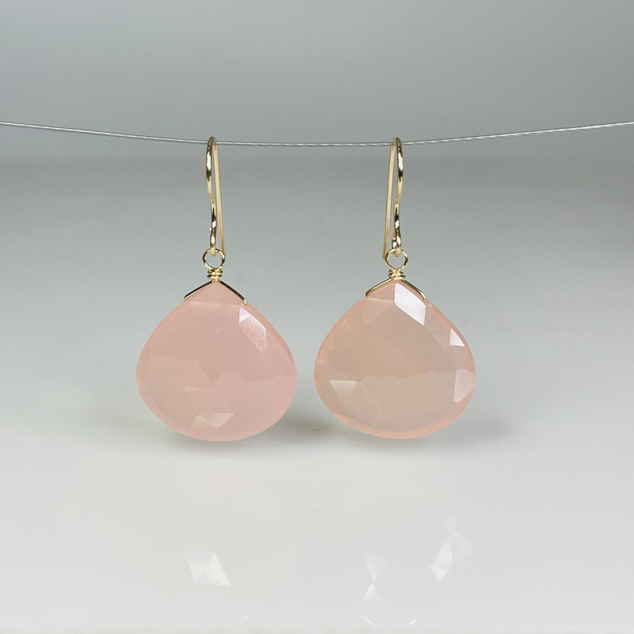 Pear Shaped Pink Chalcedony Earrings 18x18mm