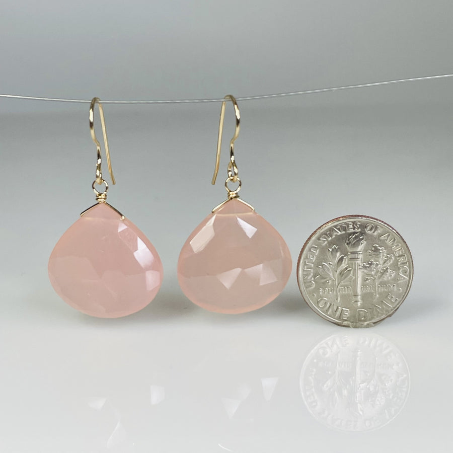 Pear Shaped Pink Chalcedony Earrings 18x18mm