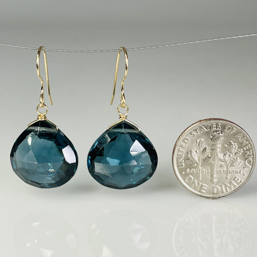 Pear Shaped London Blue Hydro Quartz Drop Earrings 15x15mm