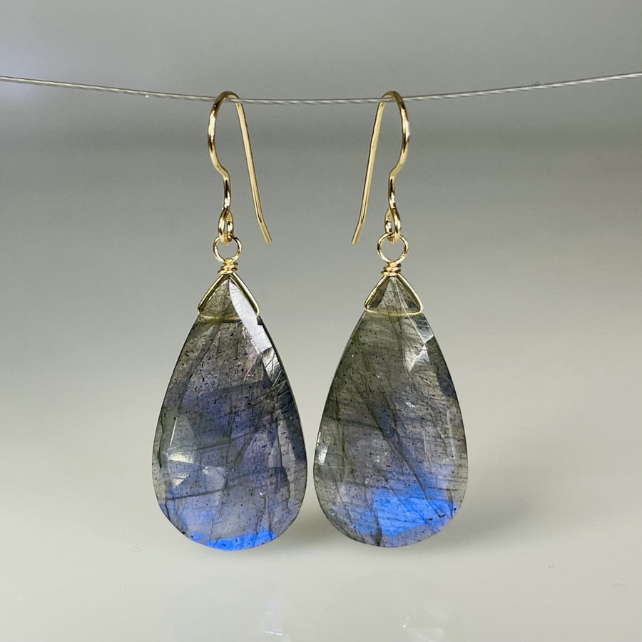 Pear Shape Labradorite Earrings 15x25mm