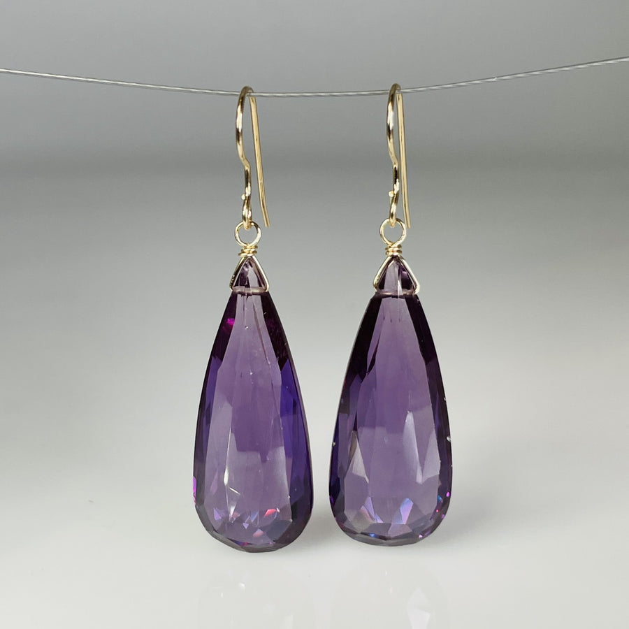 Bi-Color Hydro Quartz Teardrop Earrings 13x30mm