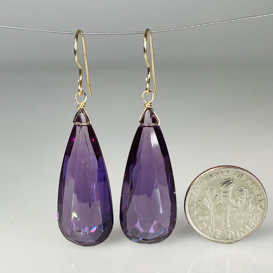 Bi-Color Hydro Quartz Teardrop Earrings 13x30mm