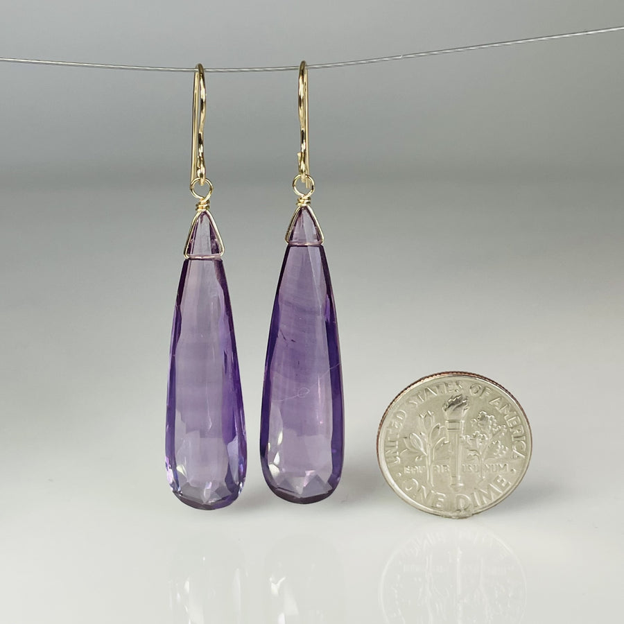 Elongated Bi-Color Hydro Quartz Drop Earrings 10x35mm