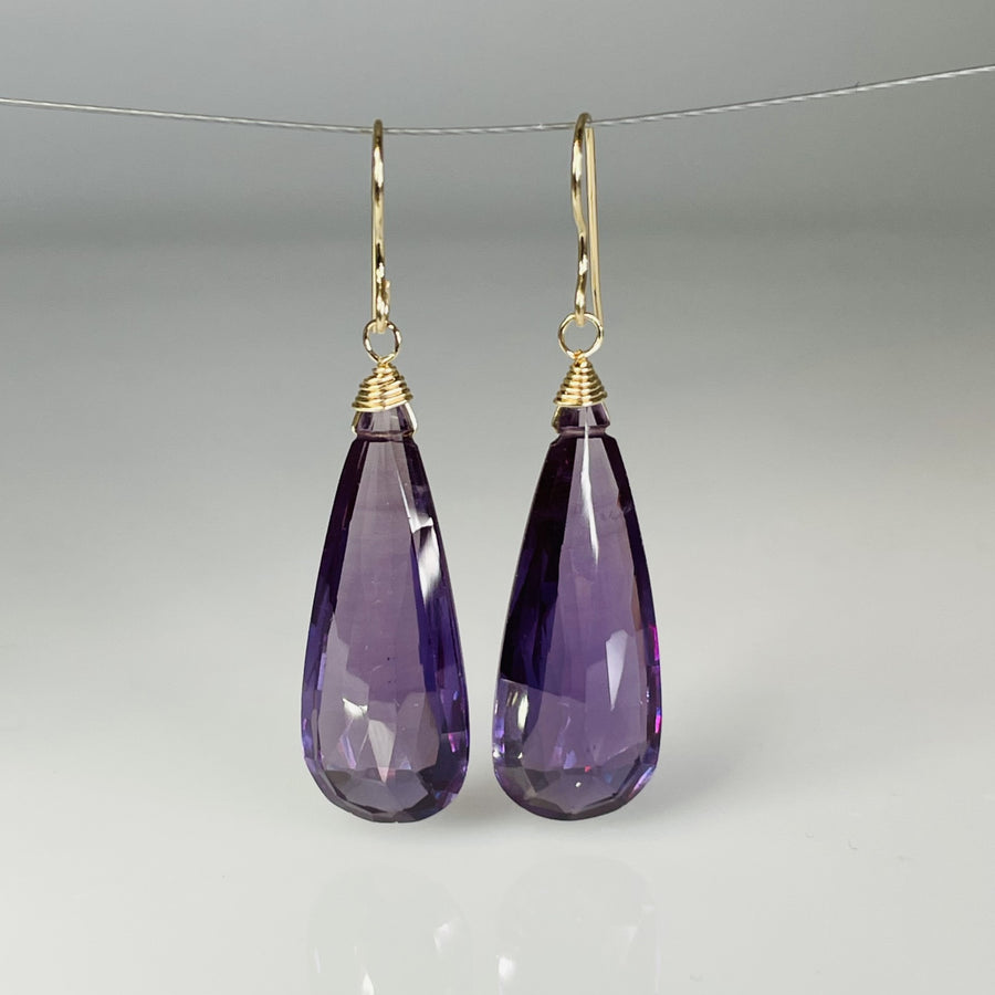 Bi-Color Hydro Quartz Teardrop Earrings 11x30mm