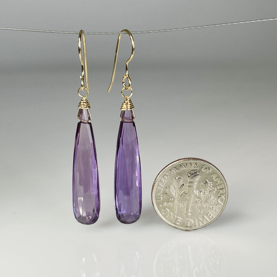 Elongated Bi-Color Hydro Quartz Drop Earrings 6x29mm