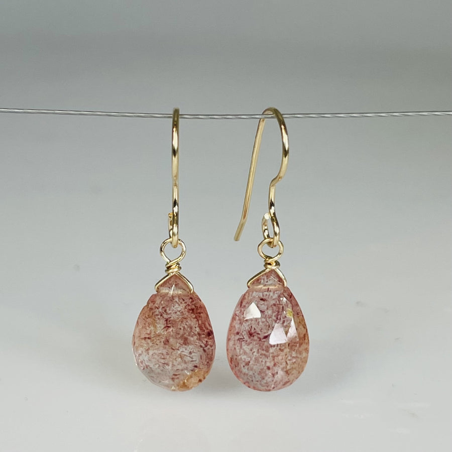 Strawberry Quartz Drop Earrings 8x12mm