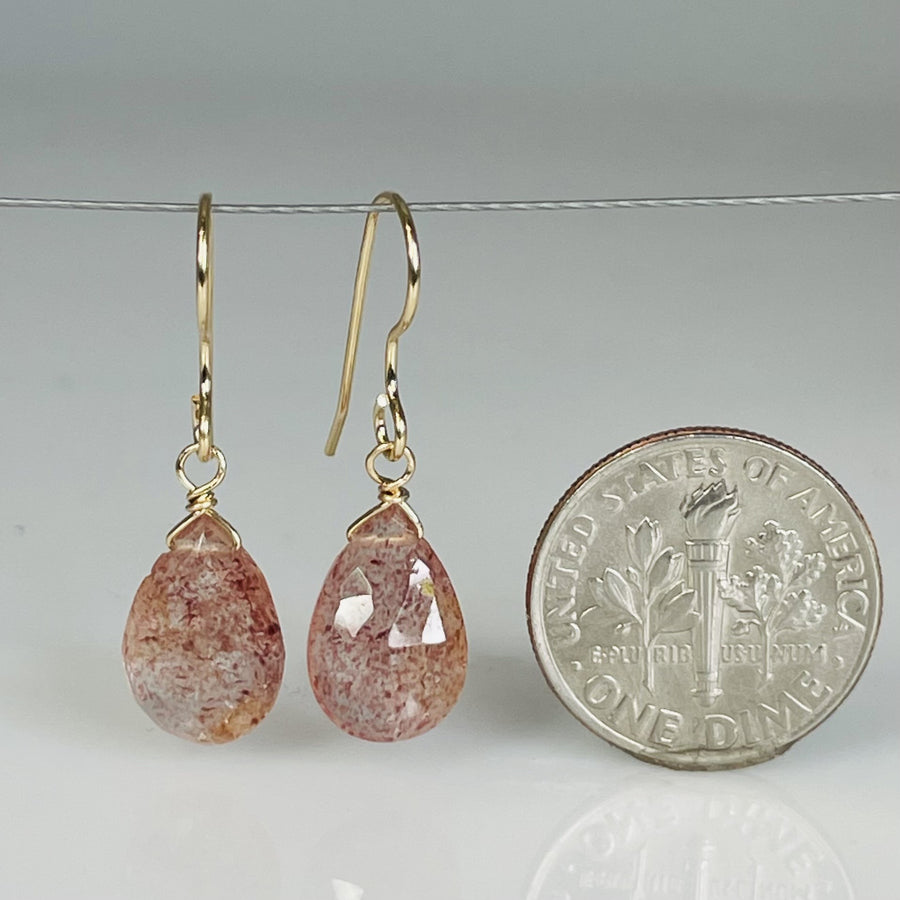 Strawberry Quartz Drop Earrings 8x12mm