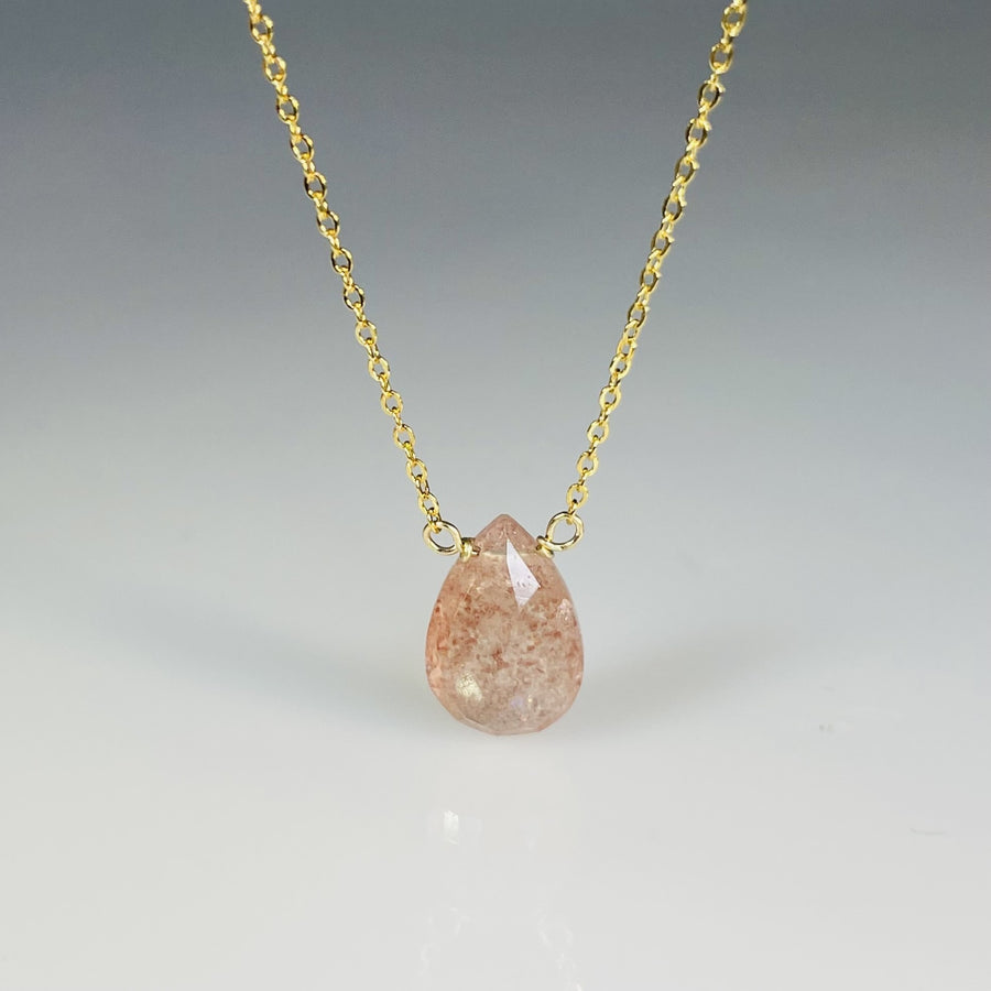 Strawberry Quartz Drop Necklace