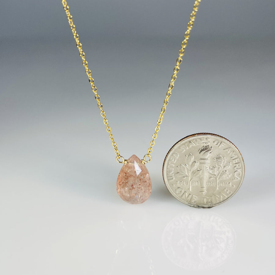 Strawberry Quartz Drop Necklace