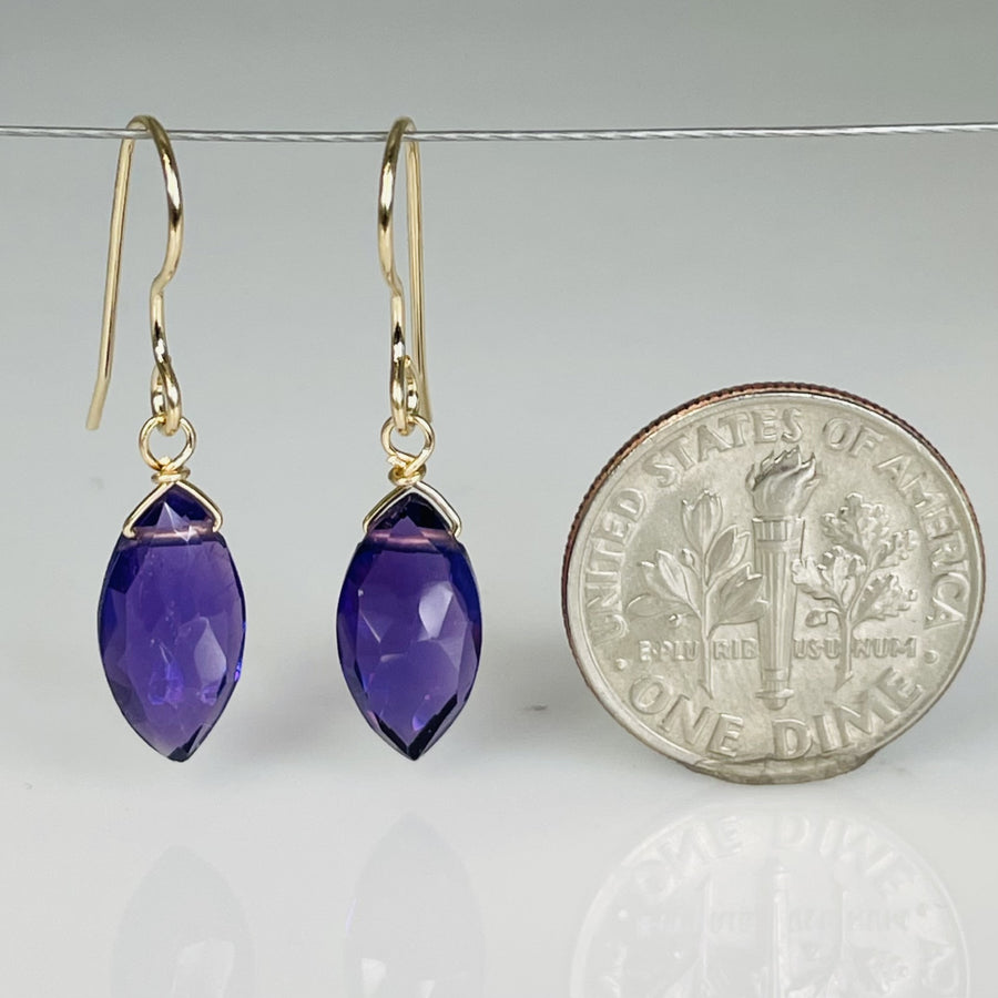 Mini Marquise Purple Quartz Earrings 7x12mm