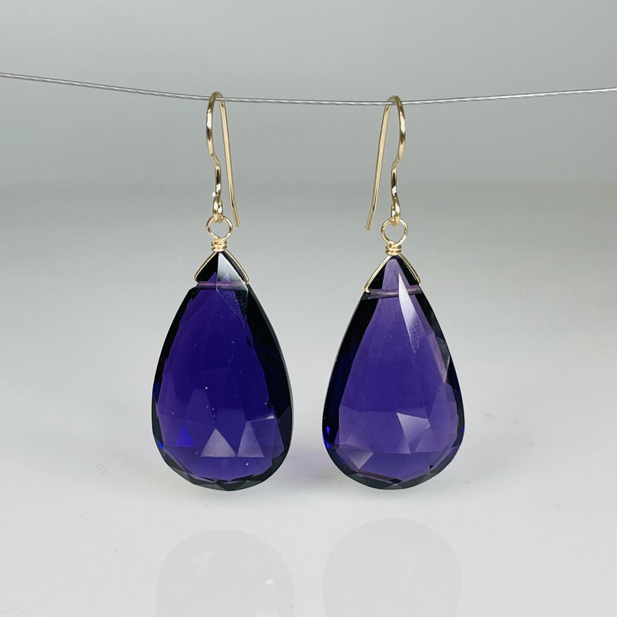 Teardrop Shaped Purple Quartz Earrings 15x25mm