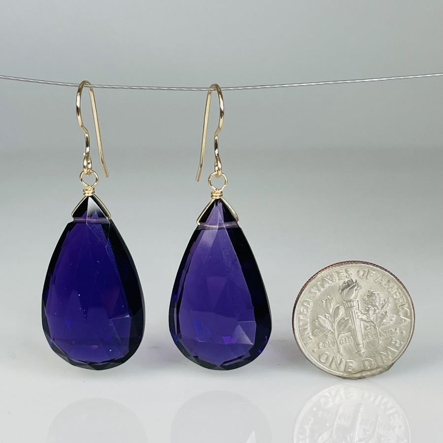 Teardrop Shaped Purple Quartz Earrings 15x25mm