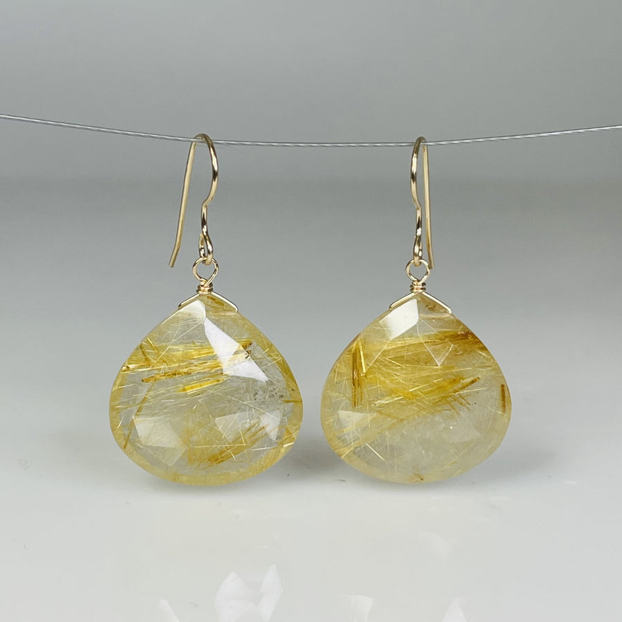 Teardrop Shaped Golden Rutilated Quartz 20x20mm