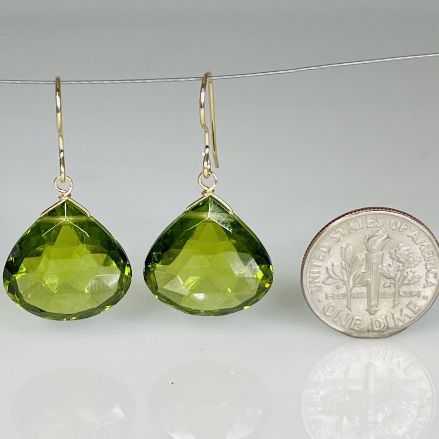 Teardrop Peridot Hydro Quartz Earrings 17x17mm