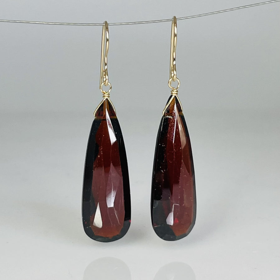 Teardrop Garnet Hydro Quartz Earrings 10x30mm