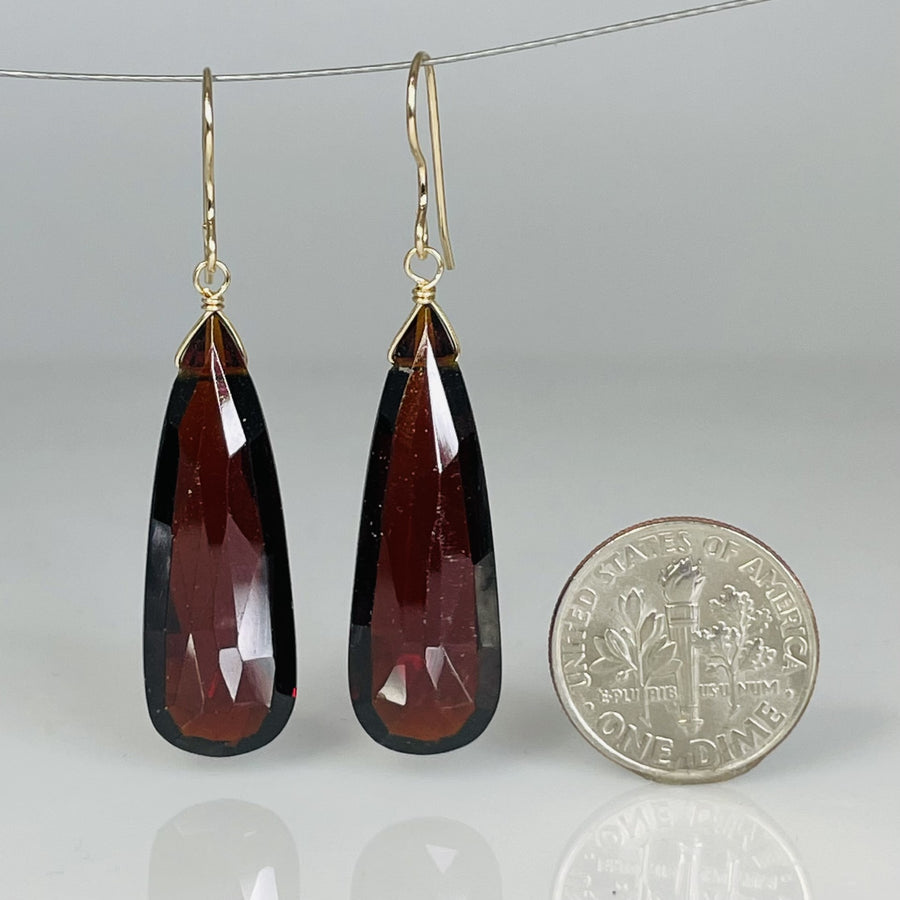 Teardrop Garnet Hydro Quartz Earrings 10x30mm