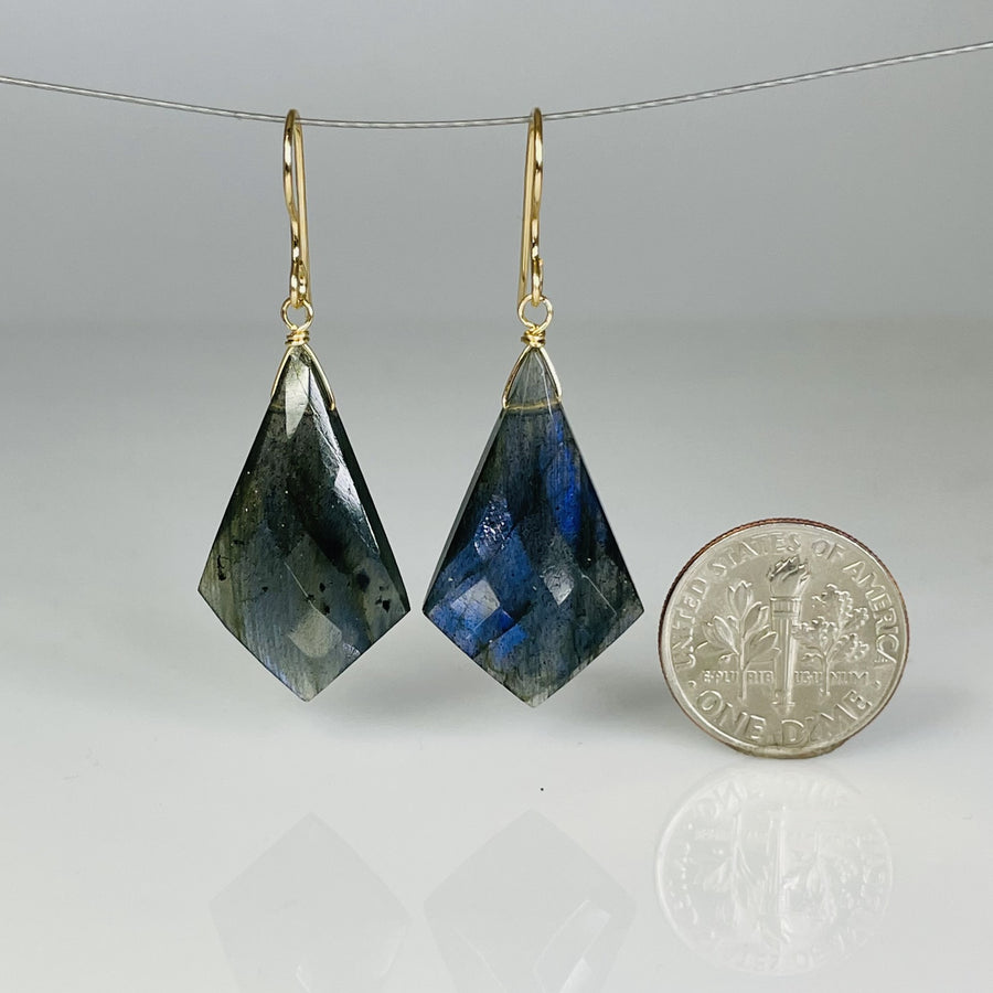 Kite Shape Labradorite Earrings 15x27mm