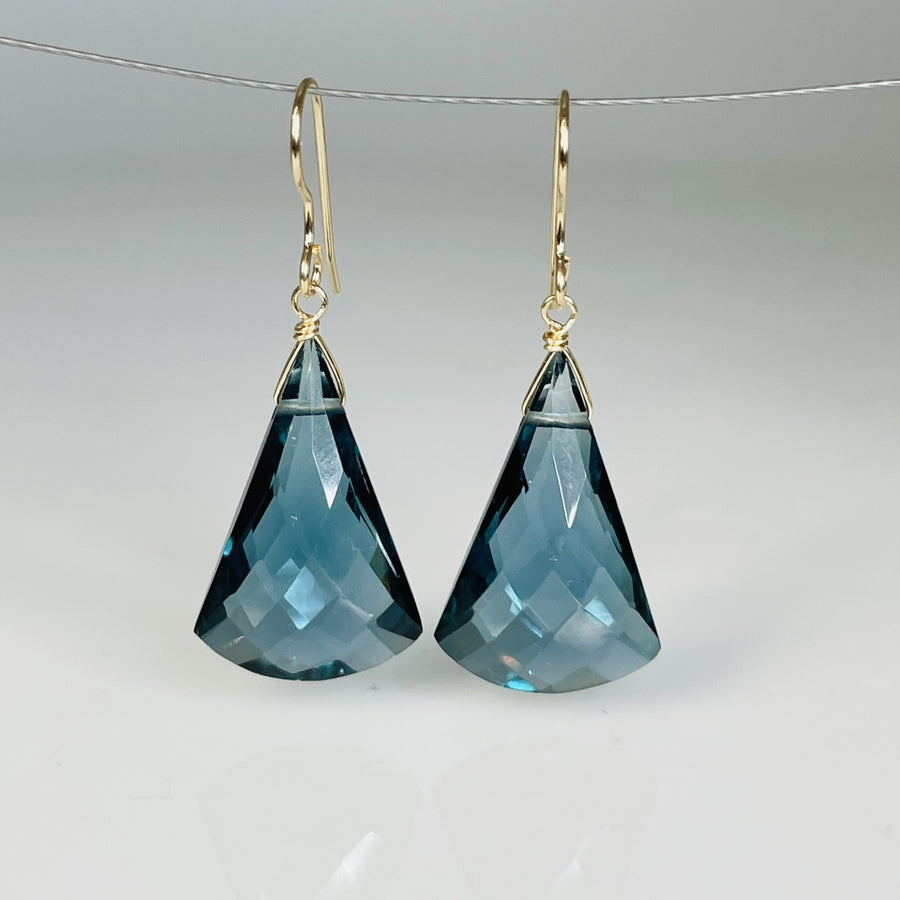 Chandelier London Blue Hydro Quartz Earrings 14x21mm