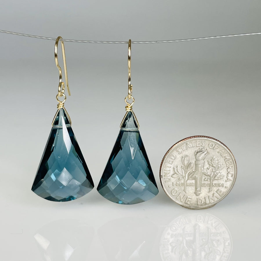 Chandelier London Blue Hydro Quartz Earrings 14x21mm