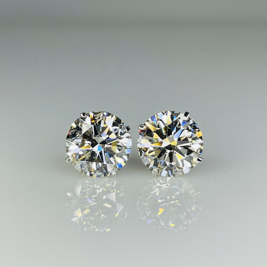 14K Yellow Gold Lab Grown Round Diamond Studs 6.08ct I/VS