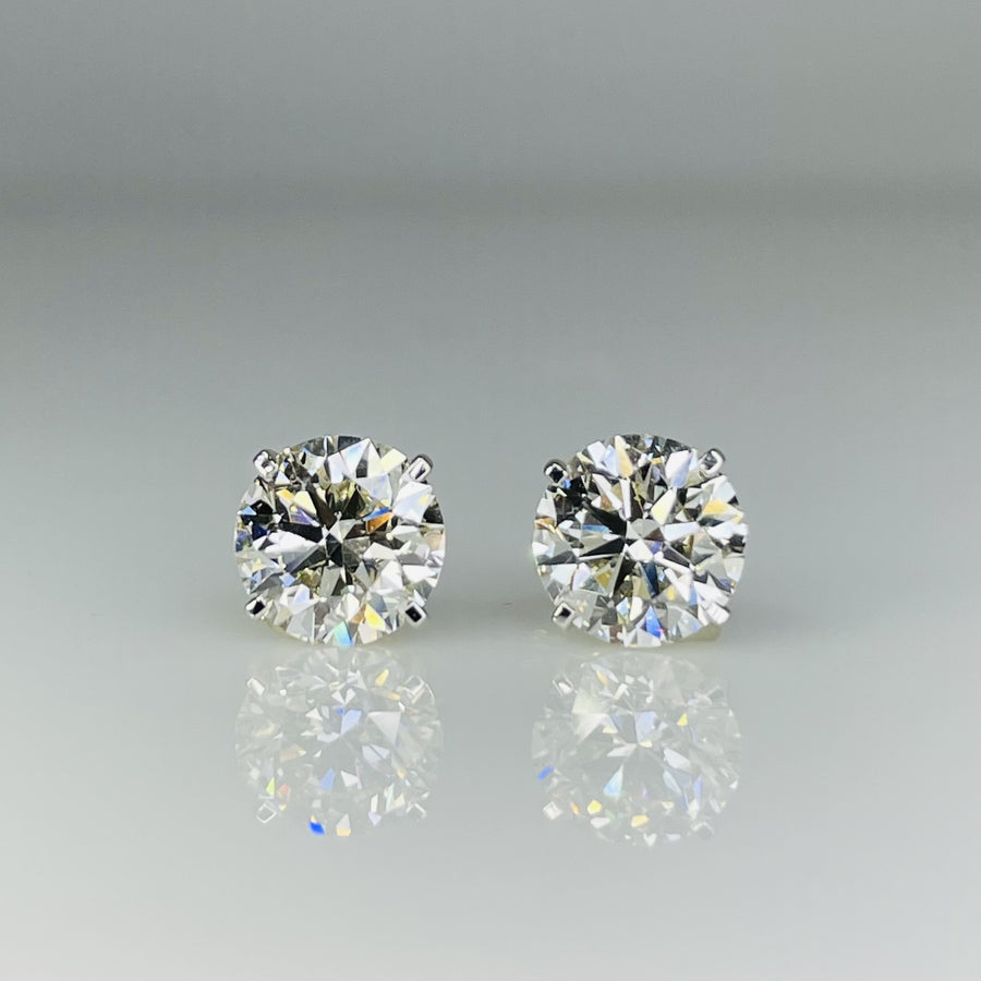 14K Yellow Gold Lab Grown Round Diamond Studs 3.21ct H/VS