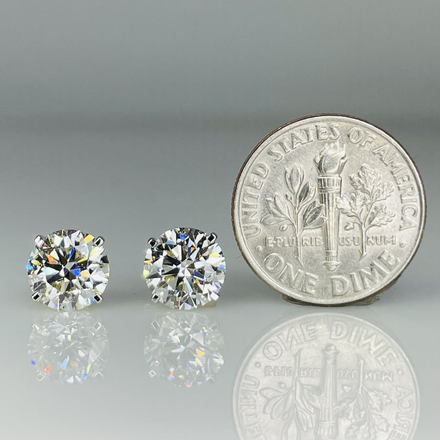 14K Yellow Gold Lab Grown Round Diamond Studs 3.21ct H/VS