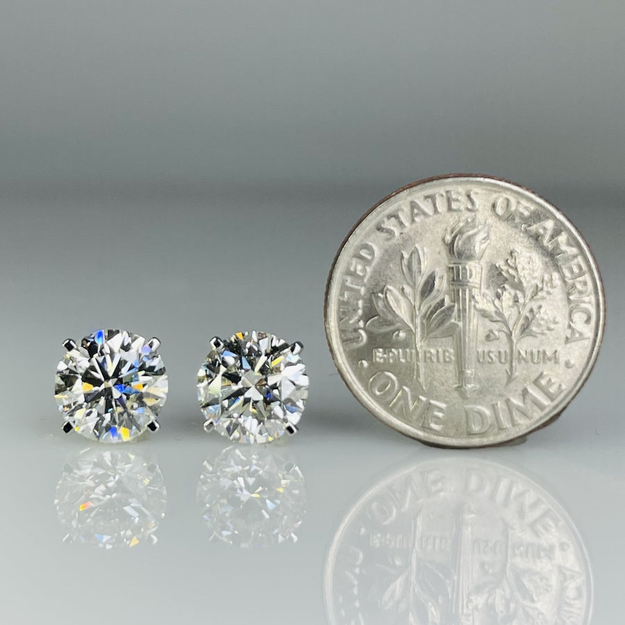 14K White Gold Lab Grown Round Diamond Studs 3.0ct H/VS