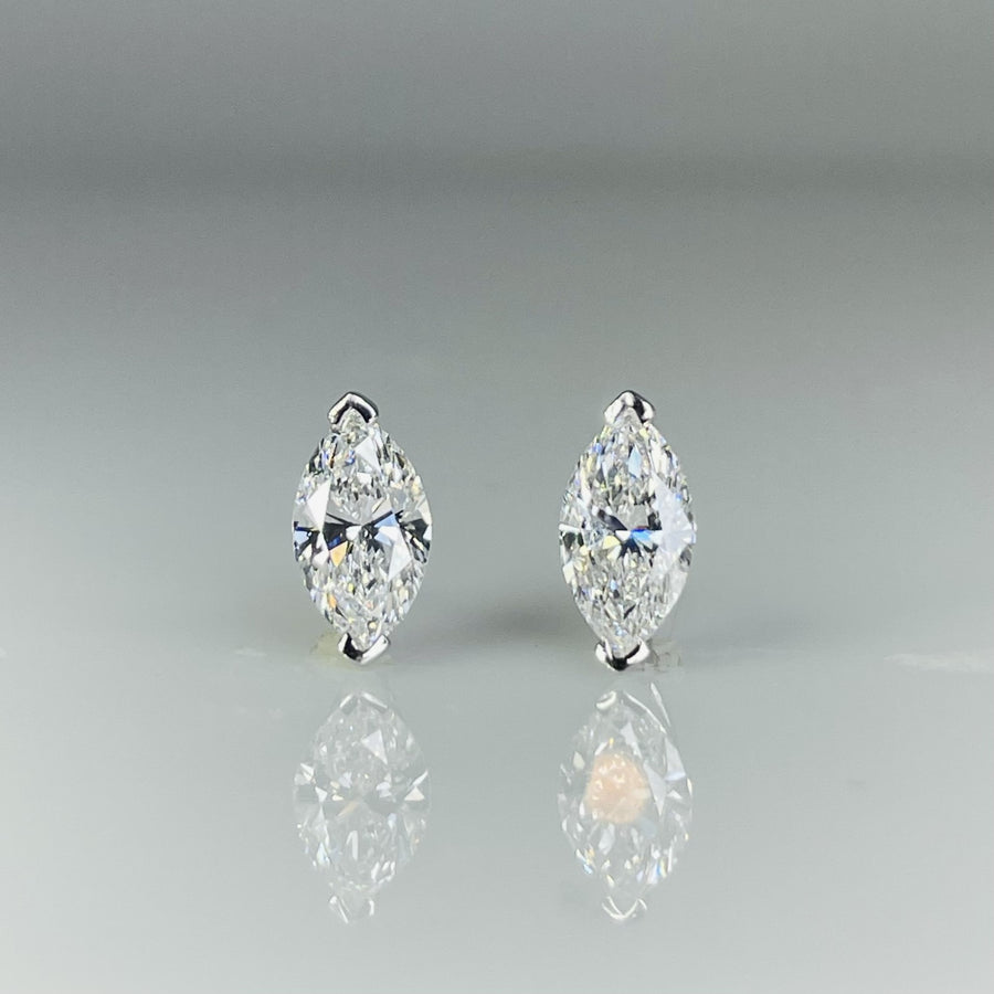 14K White Gold Marquise Lab Grown Diamond Studs 1.40ct F/VS1