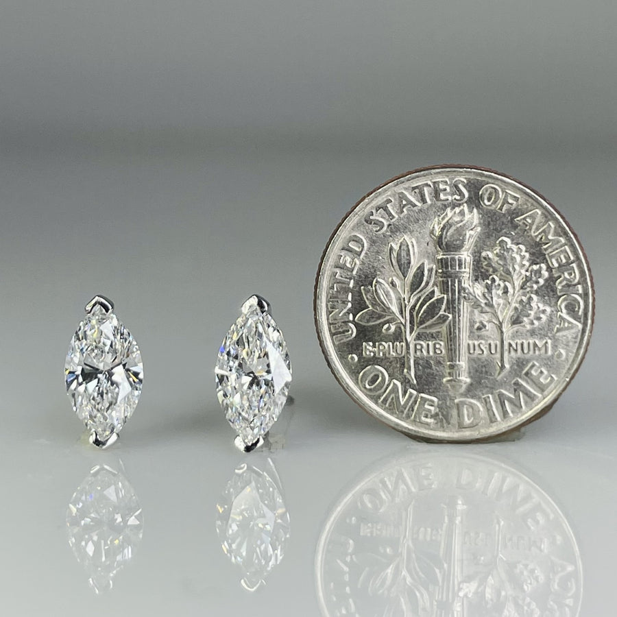 14K White Gold Marquise Lab Grown Diamond Studs 1.40ct F/VS1
