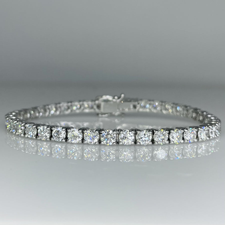 14K White Gold Lab Grown Diamond Tennis Bracelet 9.45ct D-E/VS