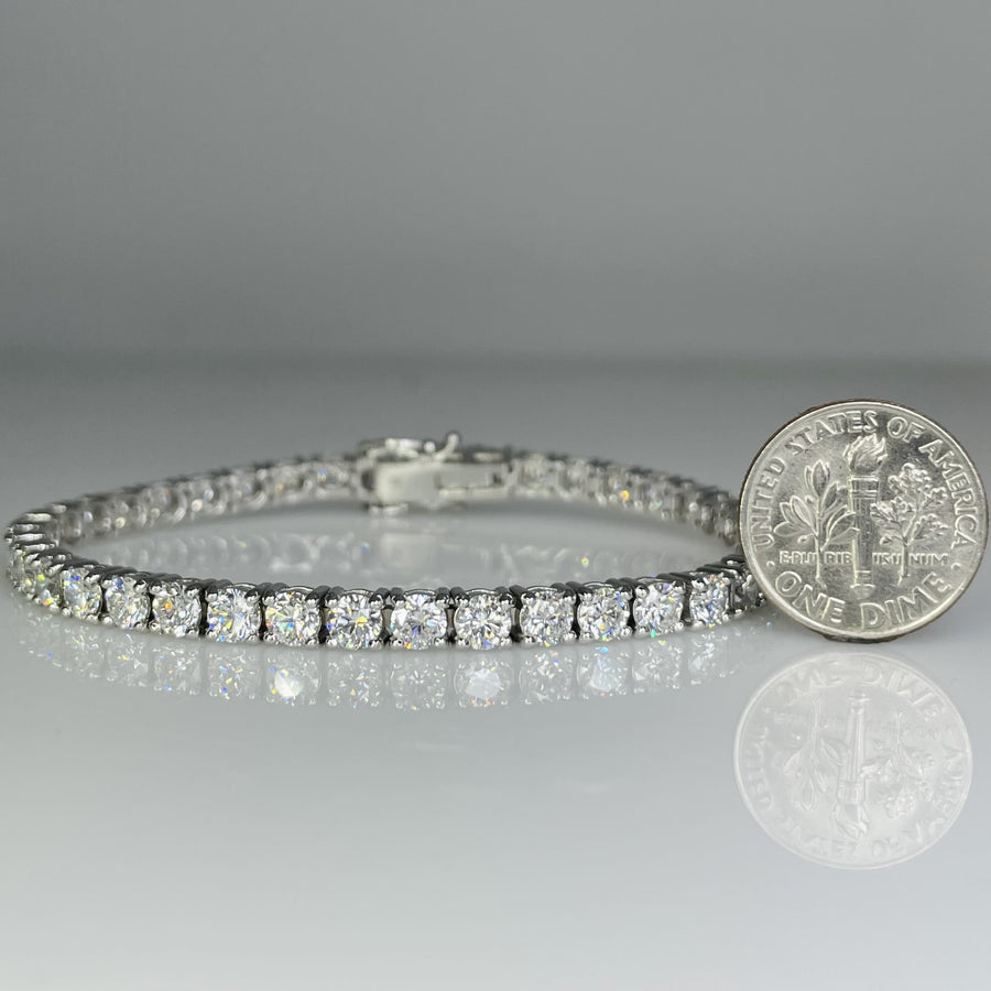 14K White Gold Lab Grown Diamond Tennis Bracelet 9.45ct D-E/VS