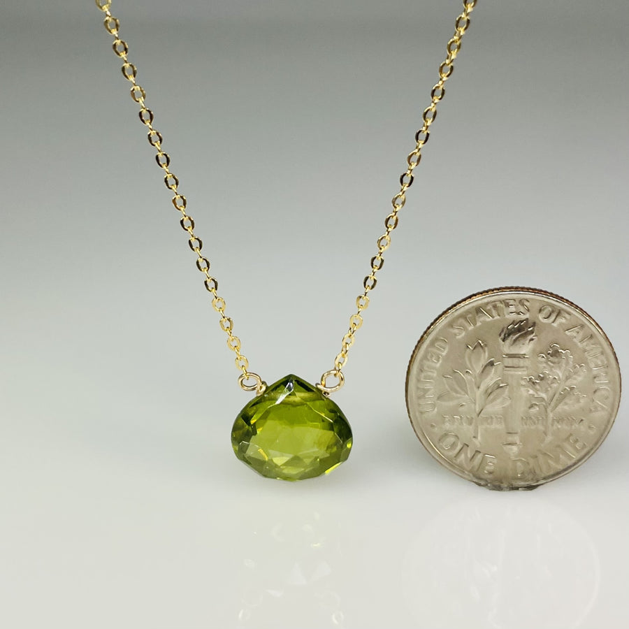 Peridot Drop Necklace 10mm