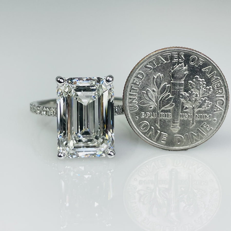 14K White Gold Emerald Lab Diamond Ring 7.09ct/0.54ct F/VS1