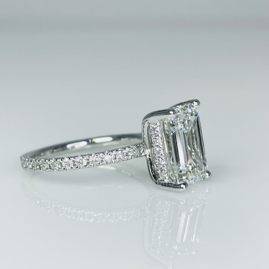 14K White Gold Emerald Lab Diamond Ring 3.27ct/0.46ct G/VS1