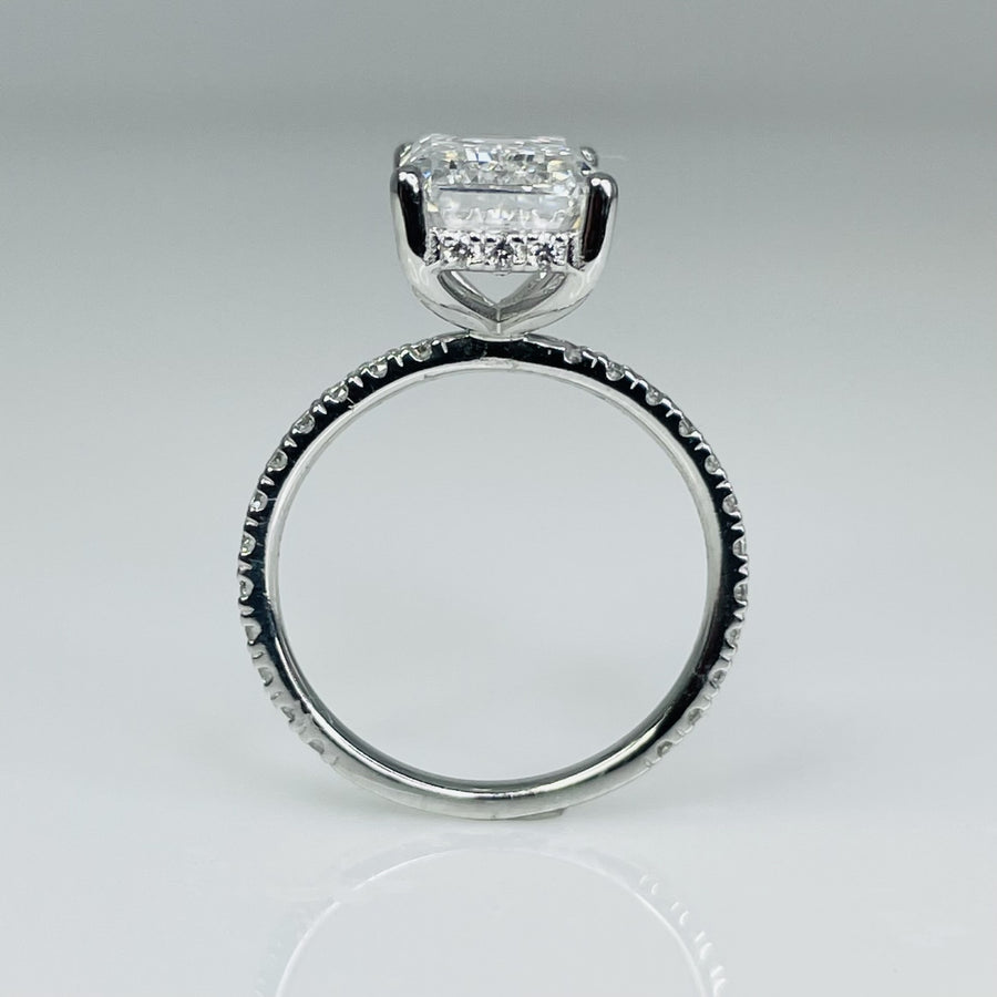 14K White Gold Emerald Lab Diamond Ring 4.12ct/0.53ct E/VS1