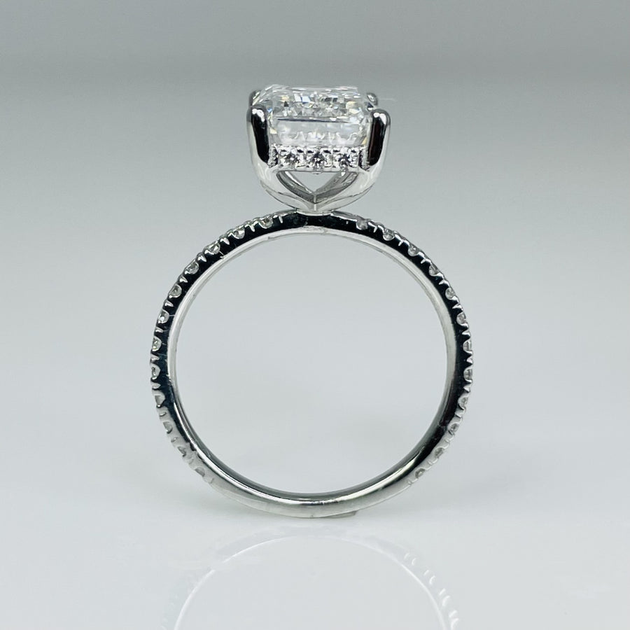 14K White Gold Emerald Lab Diamond Ring 7.03ct/0.54ct F/VS2