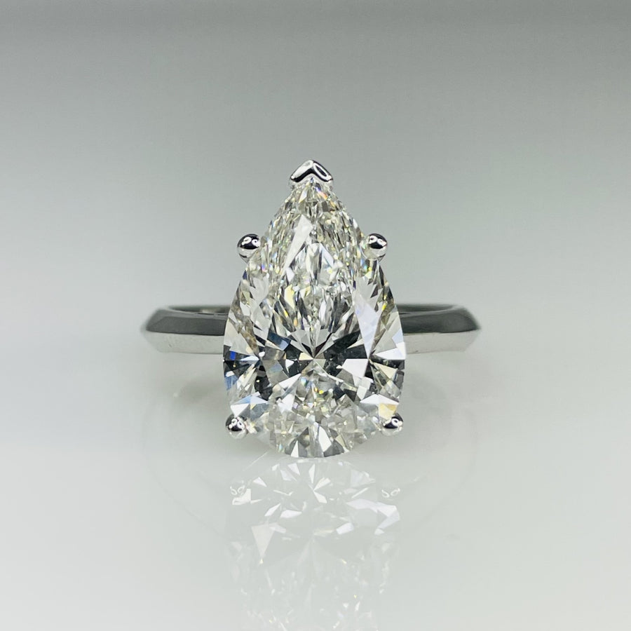 14K White Gold Pear Lab Diamond Ring 5.52ct G/VS1