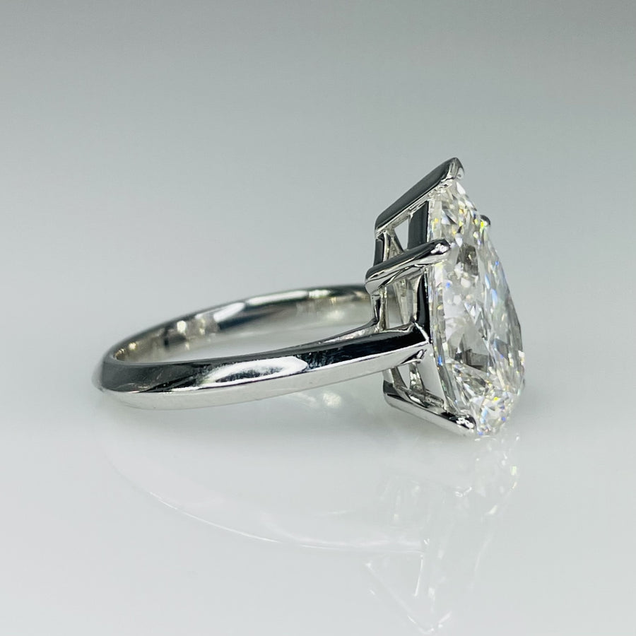 14K White Gold Pear Lab Diamond Ring 5.52ct G/VS1