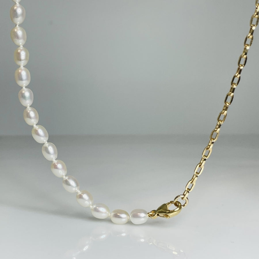 14 Karat Gold Filled Pearl and Chain Necklace